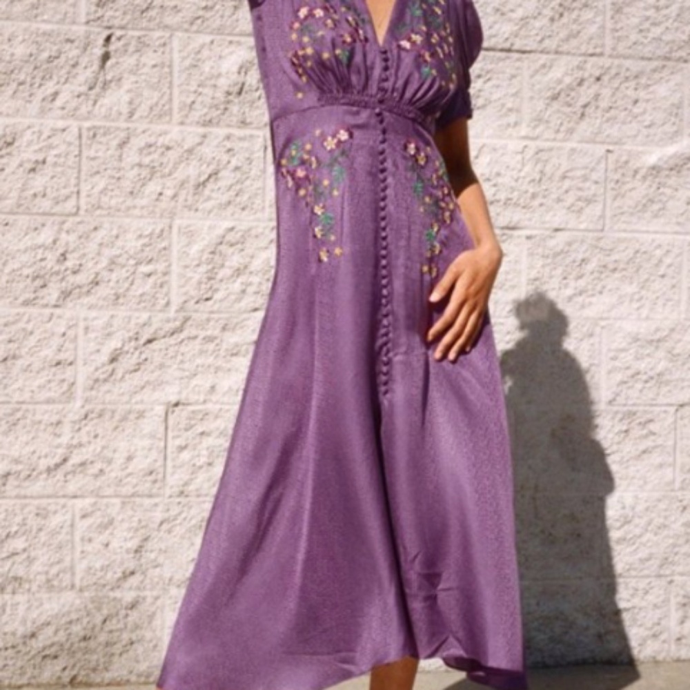 NWOT SALONI LEAH SILK MIDI DRESS